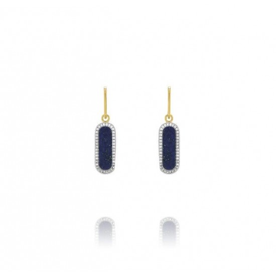 BOUCLES D'OREILLES EN ARGENT DORE ET LAPIS-LAZULI