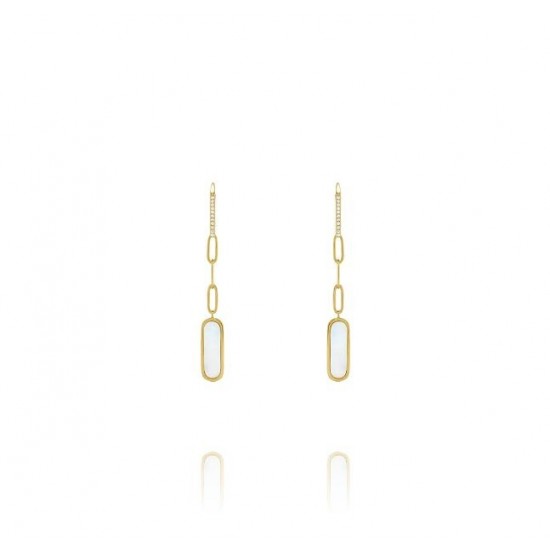 BOUCLES D'OREILLES EN ARGENT DORE ET NACRE