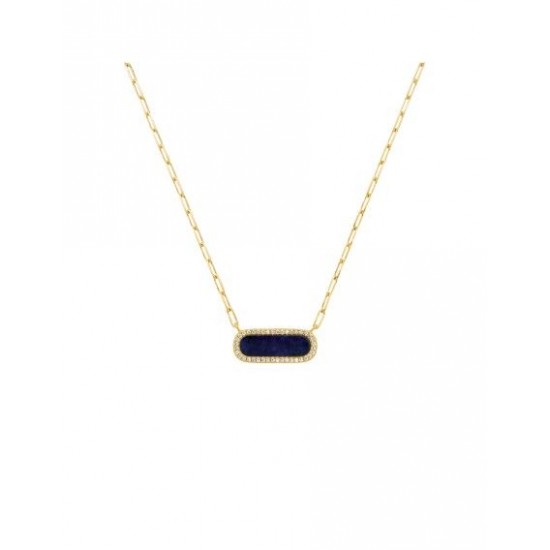 COLLIER EN ARGENT DORE, LAPIS LAZULI ET OXYDES