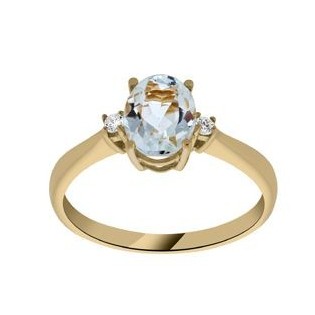 BAGUE AIGUE MARINE ET DIAMANTS