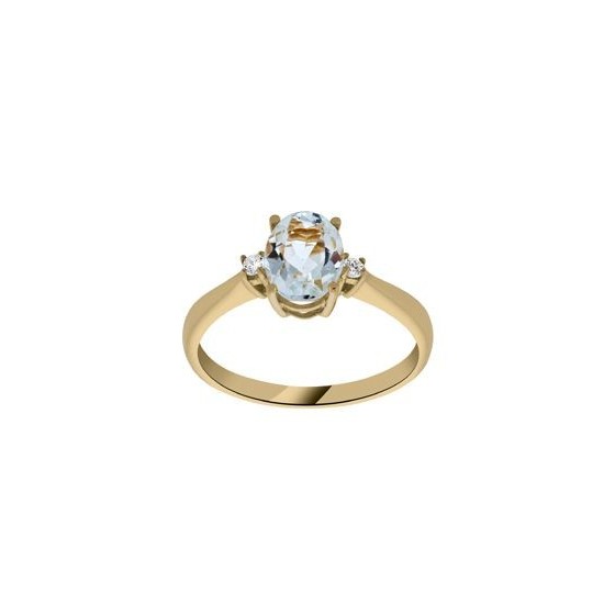 BAGUE AIGUE MARINE ET DIAMANTS