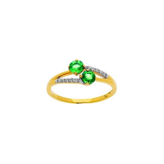 BAGUE COMPOSITION EMERAUDES ET DIAMANTS