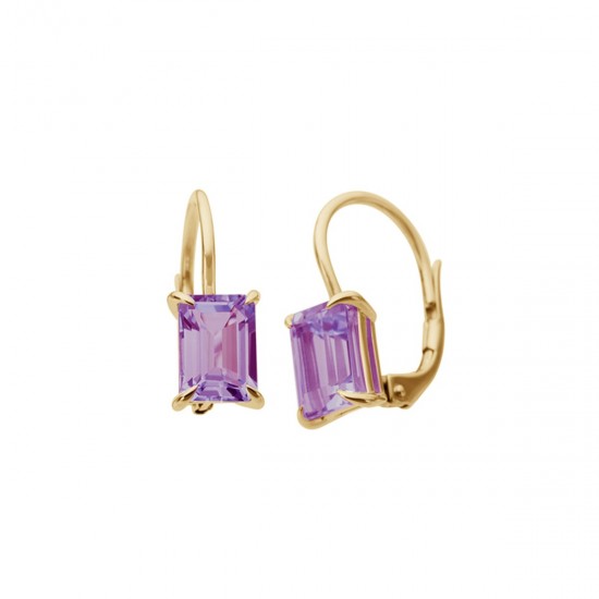 BOUCLES D'OREILLES OR ET AMETHYSTE