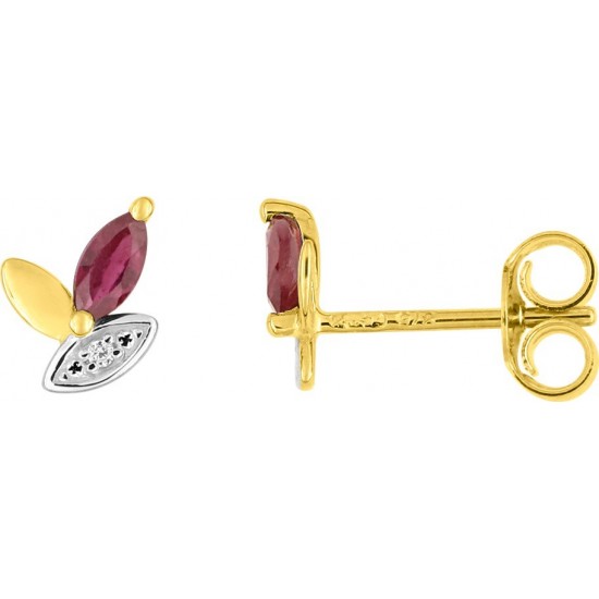 BOUCLES D'OREILLES RUBIS ET OXYDE