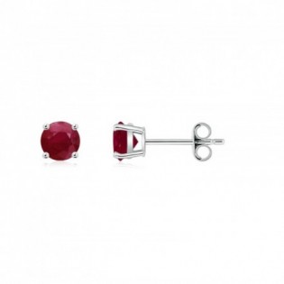 BOUCLES D'OREILLES OR BLANC ET RUBIS