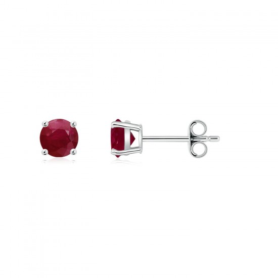 BOUCLES D'OREILLES OR BLANC ET RUBIS