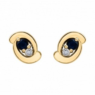 BOUCLES D'OREILLES SAPHIR ET DIAMANT