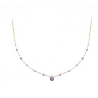 COLLIER EN PLAQUE OR ET AMETHYSTE