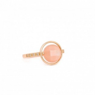 BAGUE EN OR PIERRE DE LUNE ET DIAMANTS