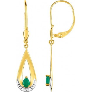 BOUCLES D'OREILLES EN OR ET EMERAUDE