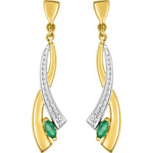 BOUCLES D'OREILLES EN OR ET EMERAUDE