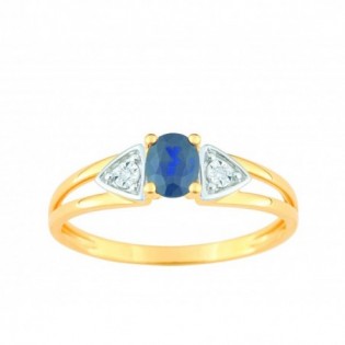 BAGUE EN OR SAPHIR ET DIAMANTS