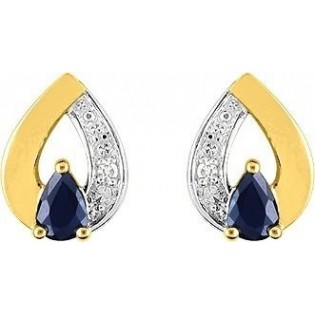 BOUCLES D'OREILLES EN OR SAPHIR DIAMANT