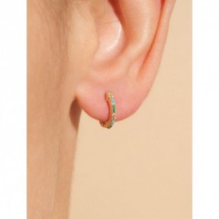 CREOLES BE MAAD EN PLAQUE OR ET ZIRCONS TURQUOISES