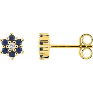 BOUCLES D'OREILLES OR JAUNE SAPHIRS ET DIAMANT