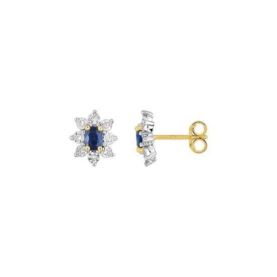 BOUCLES D'OREILLES SAPHIR ET DIAMANTS