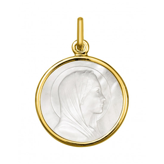 MEDAILLE OR 18 K ET NACRE