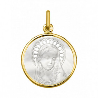 MEDAILLE OR 18 K ET NACRE