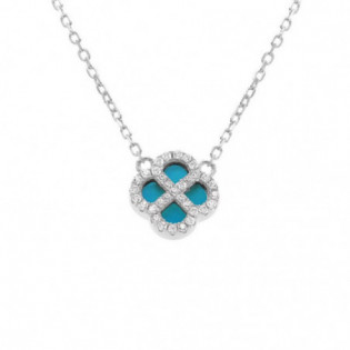 COLLIER ARGENT RHODIÉ PENDENTIF TREFLE