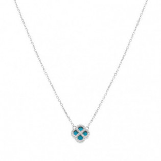 COLLIER ARGENT RHODIÉ PENDENTIF TREFLE