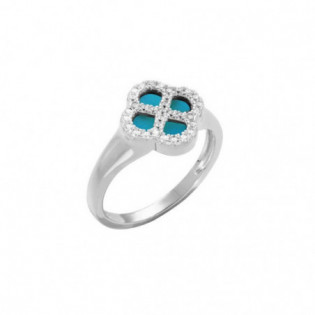 BAGUE ARGENT RHODIÉ TREFLE