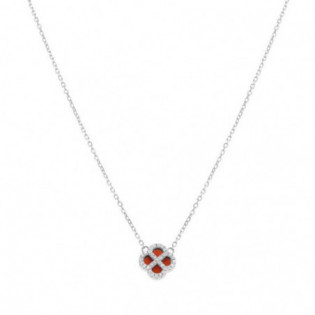 COLLIER ARGENT RHODIÉ PENDENTIF TREFLE