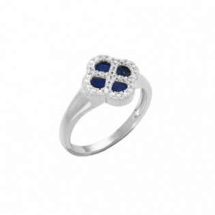 BAGUE ARGENT RHODIÉ TREFLE