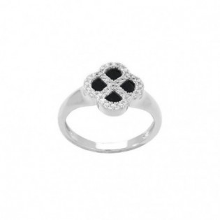 BAGUE ARGENT RHODIÉ TREFLE
