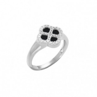 BAGUE ARGENT RHODIÉ TREFLE