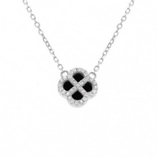 COLLIER ARGENT RHODIÉ PENDENTIF TREFLE
