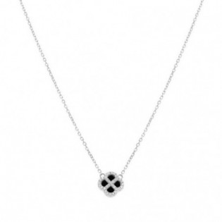 COLLIER ARGENT RHODIÉ PENDENTIF TREFLE