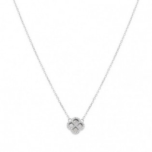 COLLIER ARGENT RHODIÉ PENDENTIF TREFLE