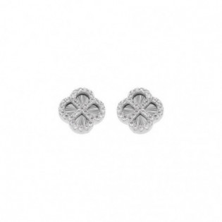 BOUCLES D'OREILLES ARGENT RHODIÉ TREFLE