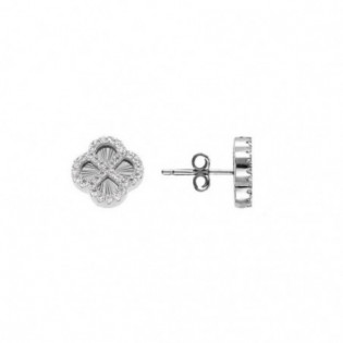 BOUCLES D'OREILLES ARGENT RHODIÉ TREFLE