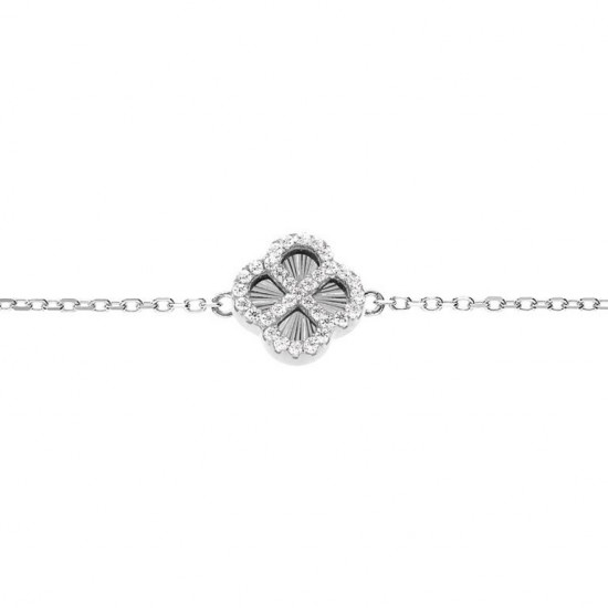 BRACELET ARGENT RHODIÉ TREFLE
