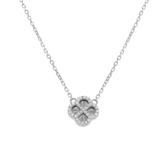 COLLIER ARGENT RHODIÉ TREFLE COLLIER ARGENT RHODIÉ TREFLE
