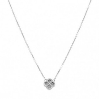 COLLIER ARGENT RHODIÉ TREFLE