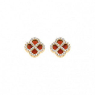 BOUCLES D'OREILLES TIGE ARGENT DORÉ TREFLE