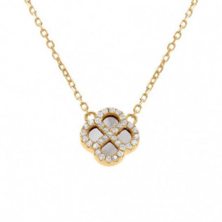COLLIER ARGENT DORÉ PENDENTIF TREFLE