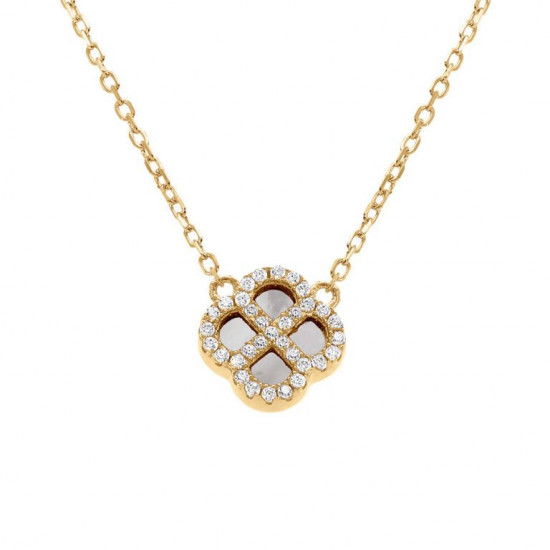 COLLIER ARGENT DORÉ PENDENTIF TREFLE