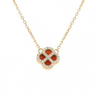 COLLIER ARGENT DORÉ PENDENTIF TREFLE