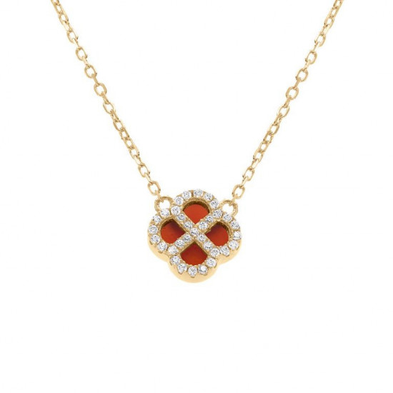 COLLIER ARGENT DORÉ PENDENTIF TREFLE