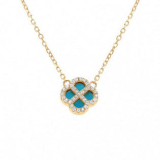 COLLIER ARGENT DORÉ PENDENTIF TREFLE