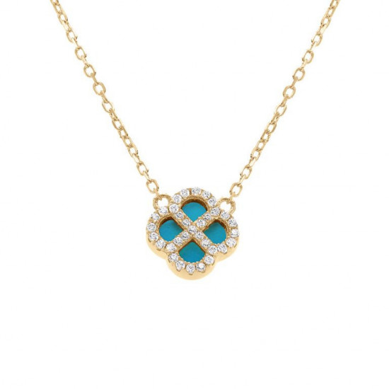COLLIER ARGENT DORÉ PENDENTIF TREFLE COLLIER ARGENT DORÉ PENDENTIF TREFLE