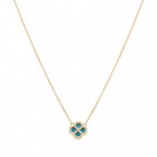 COLLIER ARGENT DORÉ PENDENTIF TREFLE