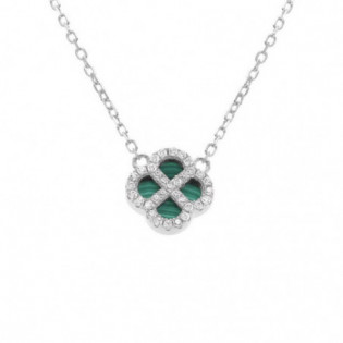 COLLIER ARGENT RHODIÉ PENDENTIF TREFLE