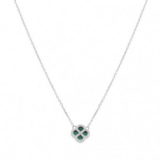 COLLIER ARGENT RHODIÉ PENDENTIF TREFLE