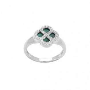 BAGUE ARGENT RHODIÉ TREFLE