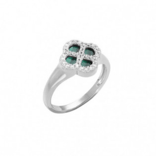 BAGUE ARGENT RHODIÉ TREFLE