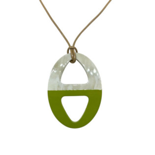 Sautoir en corne vert pois Soyang